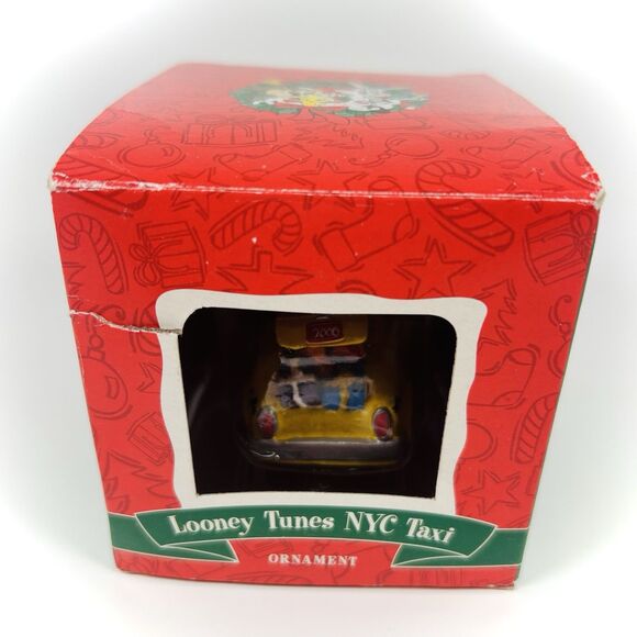 Warner Bros Looney Tunes NYC Taxi Yellow Cab Christmas Ornament 2000 RARE Bugs - Picture 12 of 15